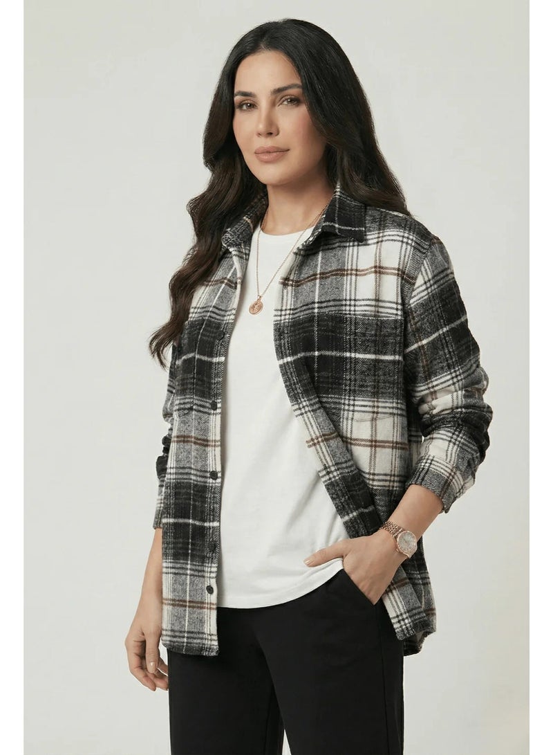 Bedaya Moda Winter Wool Black& Gray Oversized Plaid Shirt /unisex - Image 1